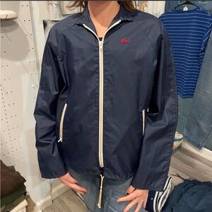 Vintage 80s LACOSTE navy blue red windbreaker jacket tennis jacket womens medium